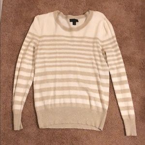 White and gold sparkle striped sweater